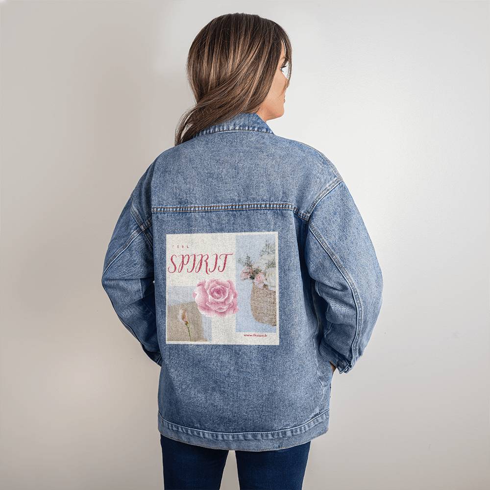 Custom -Designed Oversized Women's DTG Denim Jacket .