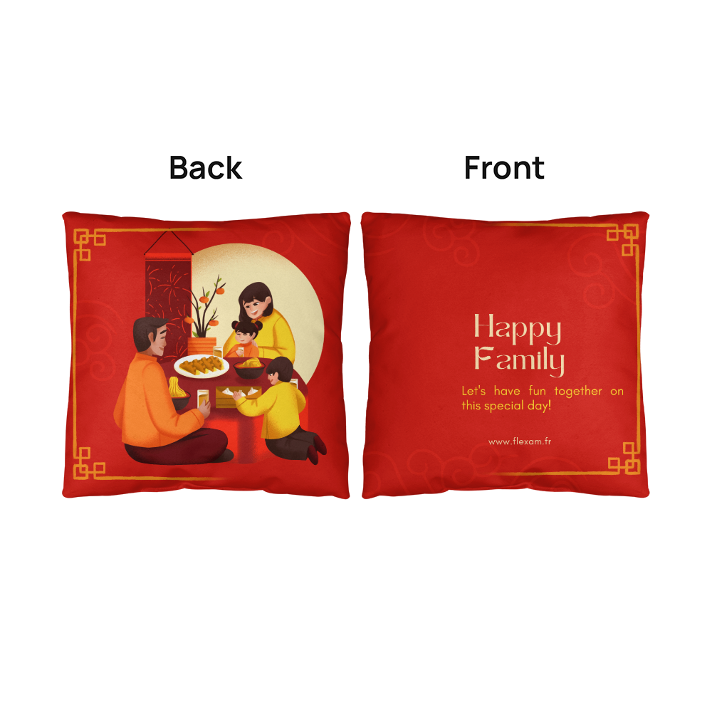 Pillow Polyester design happy family.