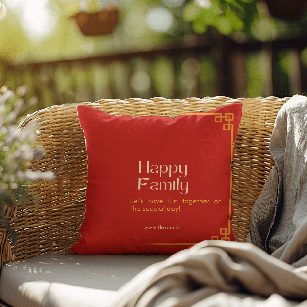 Pillow Polyester design happy family.