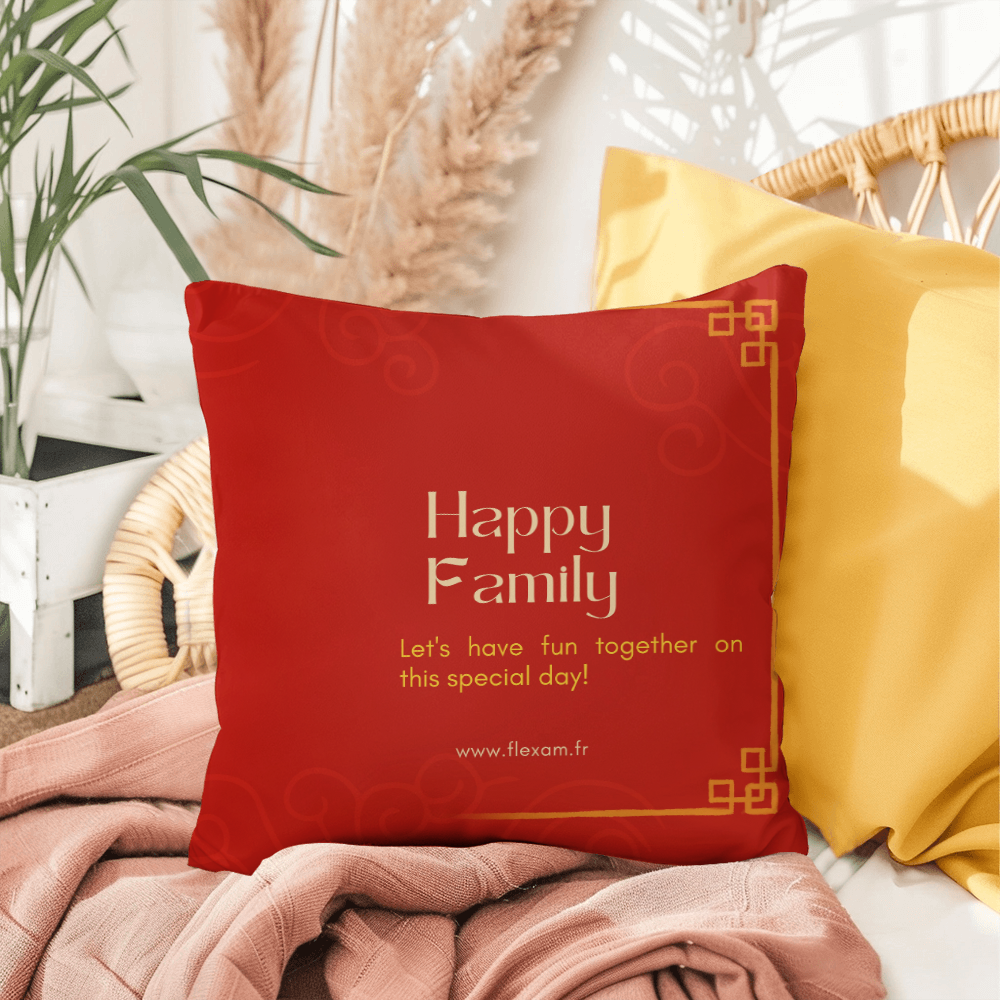 Pillow Polyester design happy family.