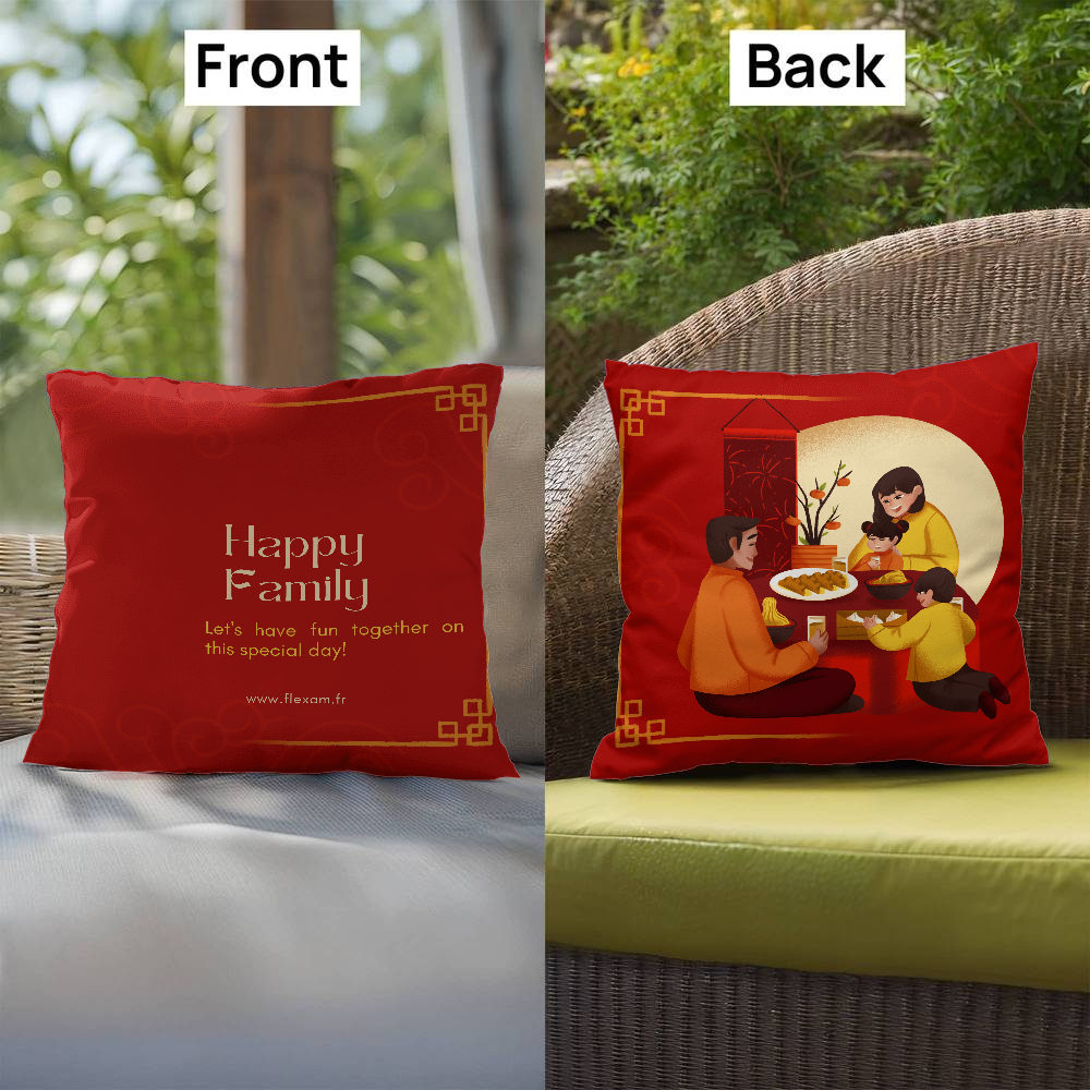 Pillow Polyester design happy family.