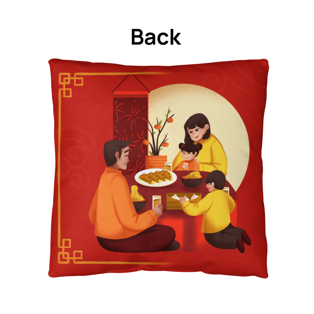 Pillow Polyester design happy family.