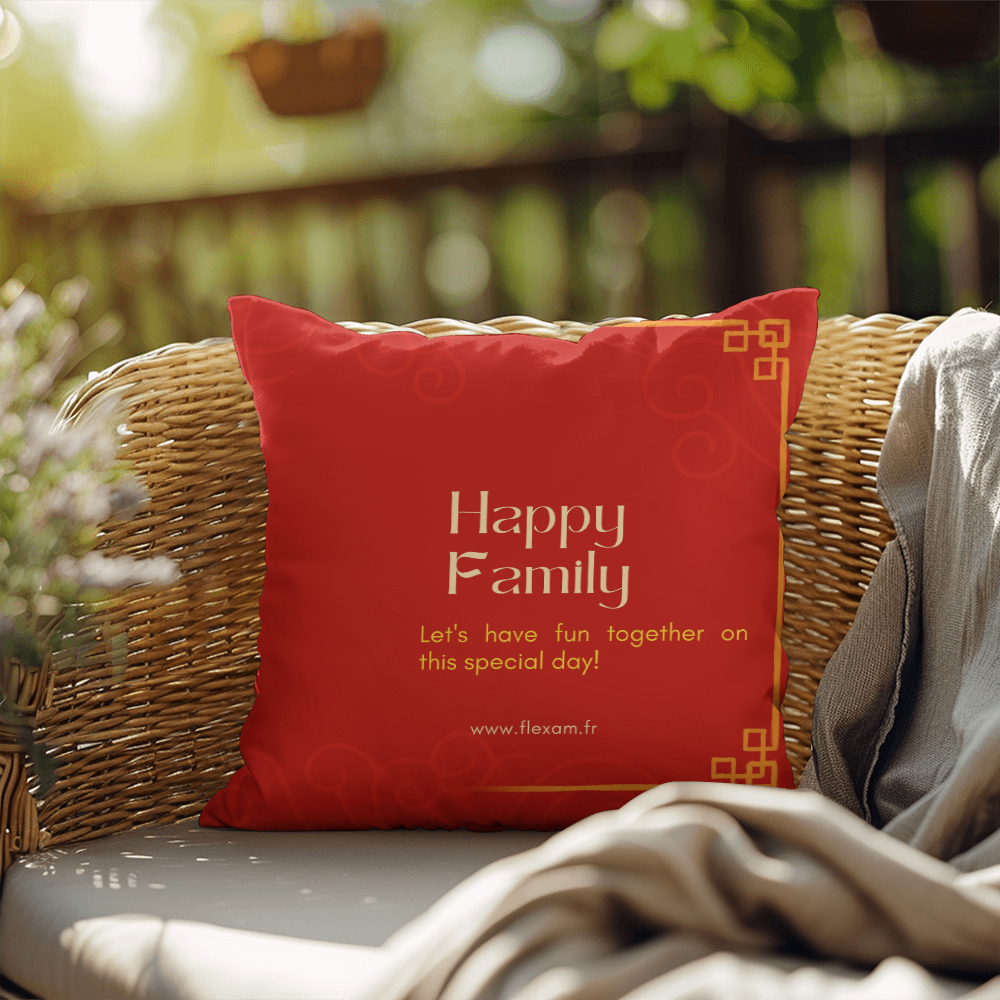 Pillow Polyester design happy family.