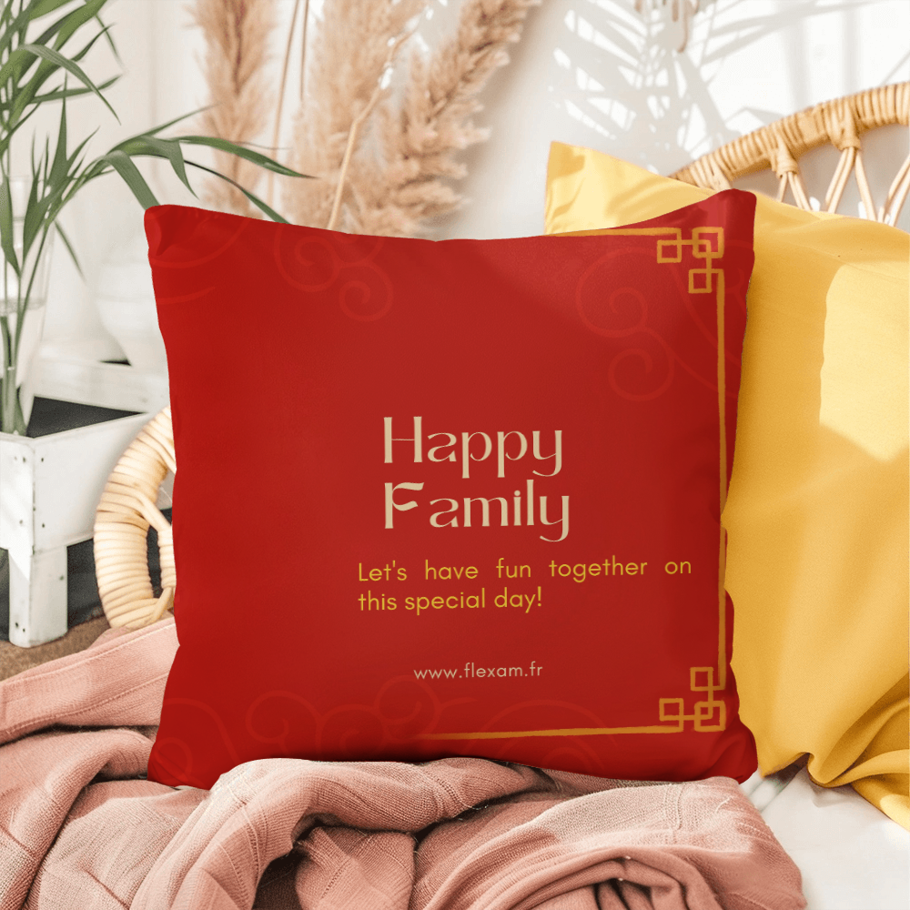 Pillow Polyester design happy family.