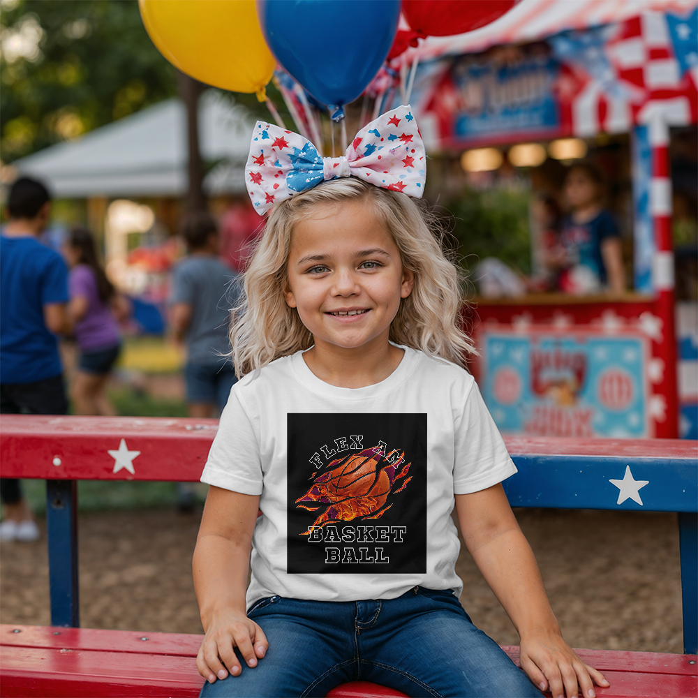 Little T-Shirt Design Basket Ball Bella Canvas 3001Y Youth .