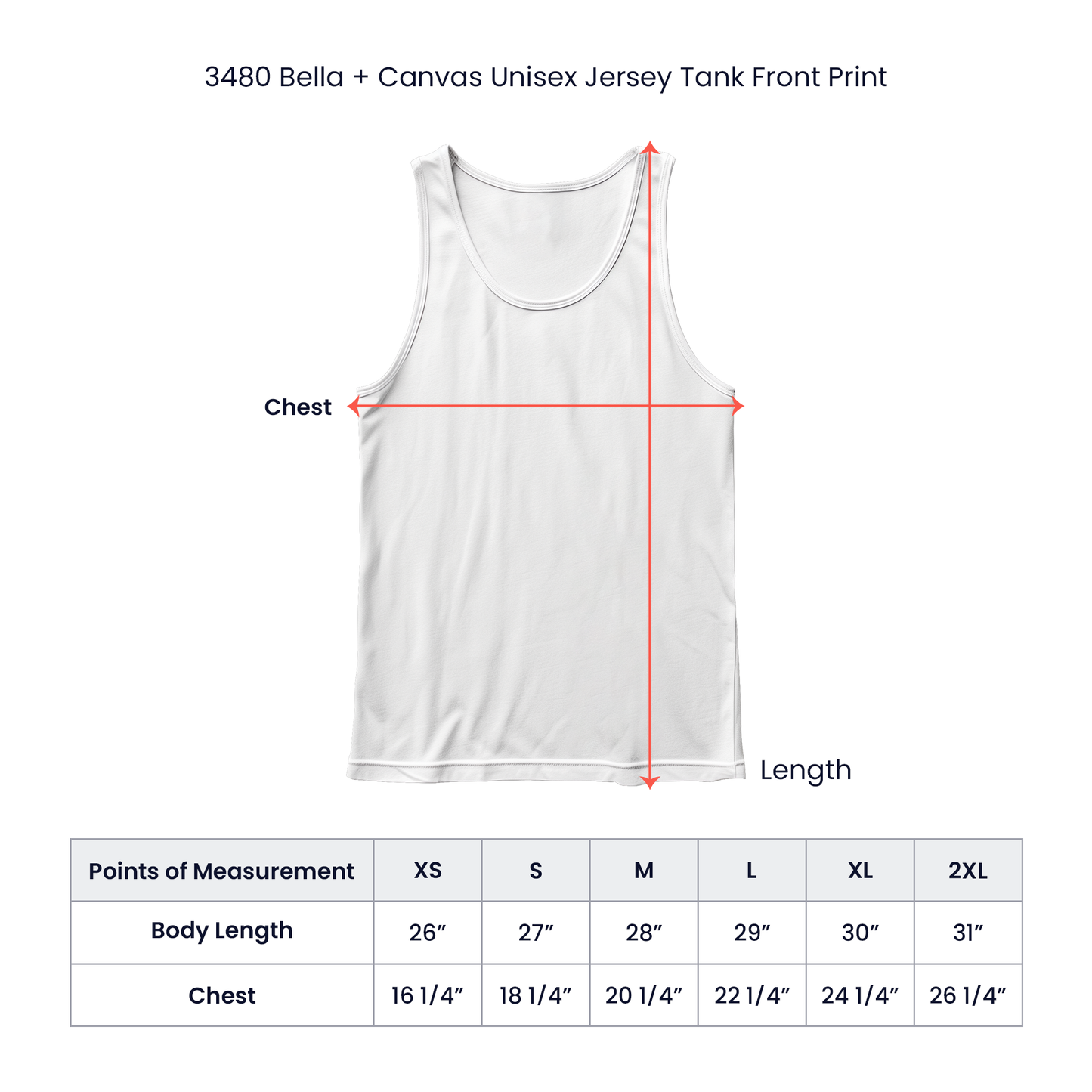 3480 Bella +Canvas Unisex Jersey Tank Front .